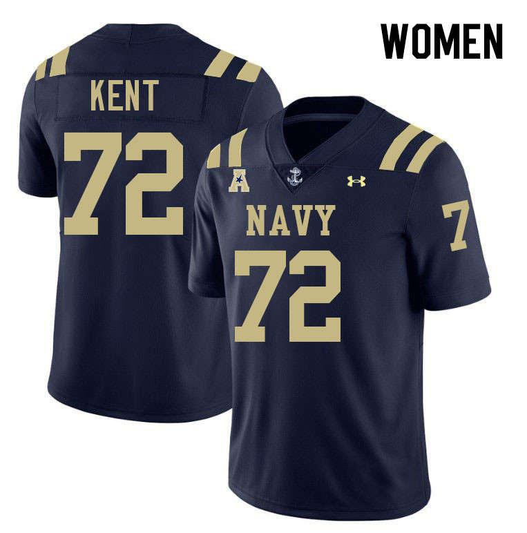 Women Navy Midshipmen #72 Nathan Kent College Football Jerseys Stitched-Navy